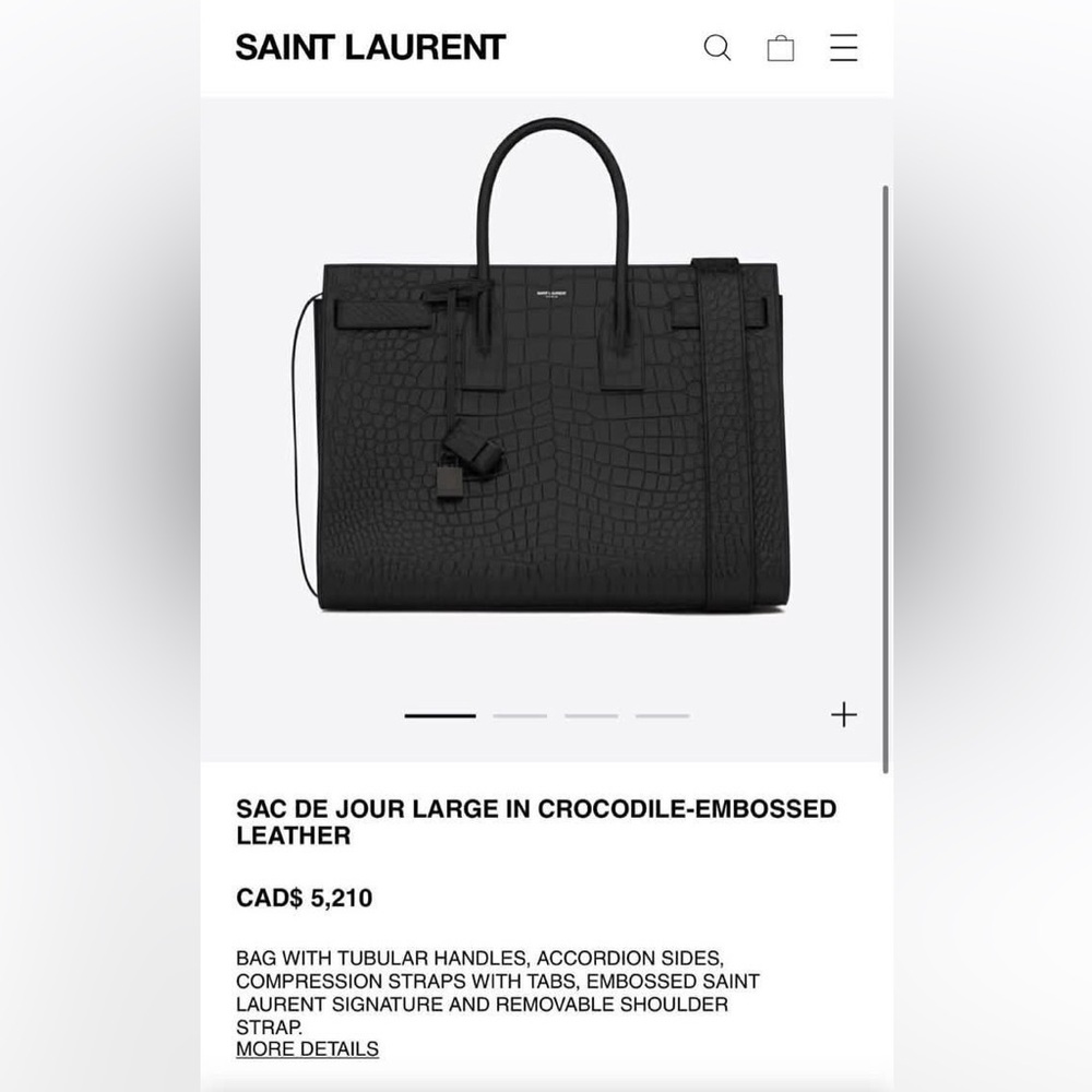 Saint Laurent Sac Du Jour - Black Crocodile-Embossed Leather, Silver Hardware - Picture 10 of 10